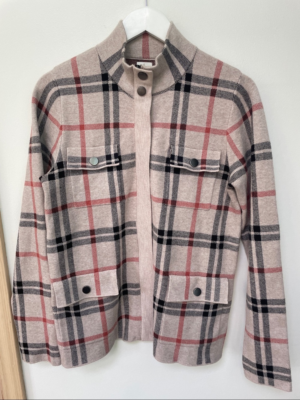 Joie cardigan Plaid Knit Zipper Sweater